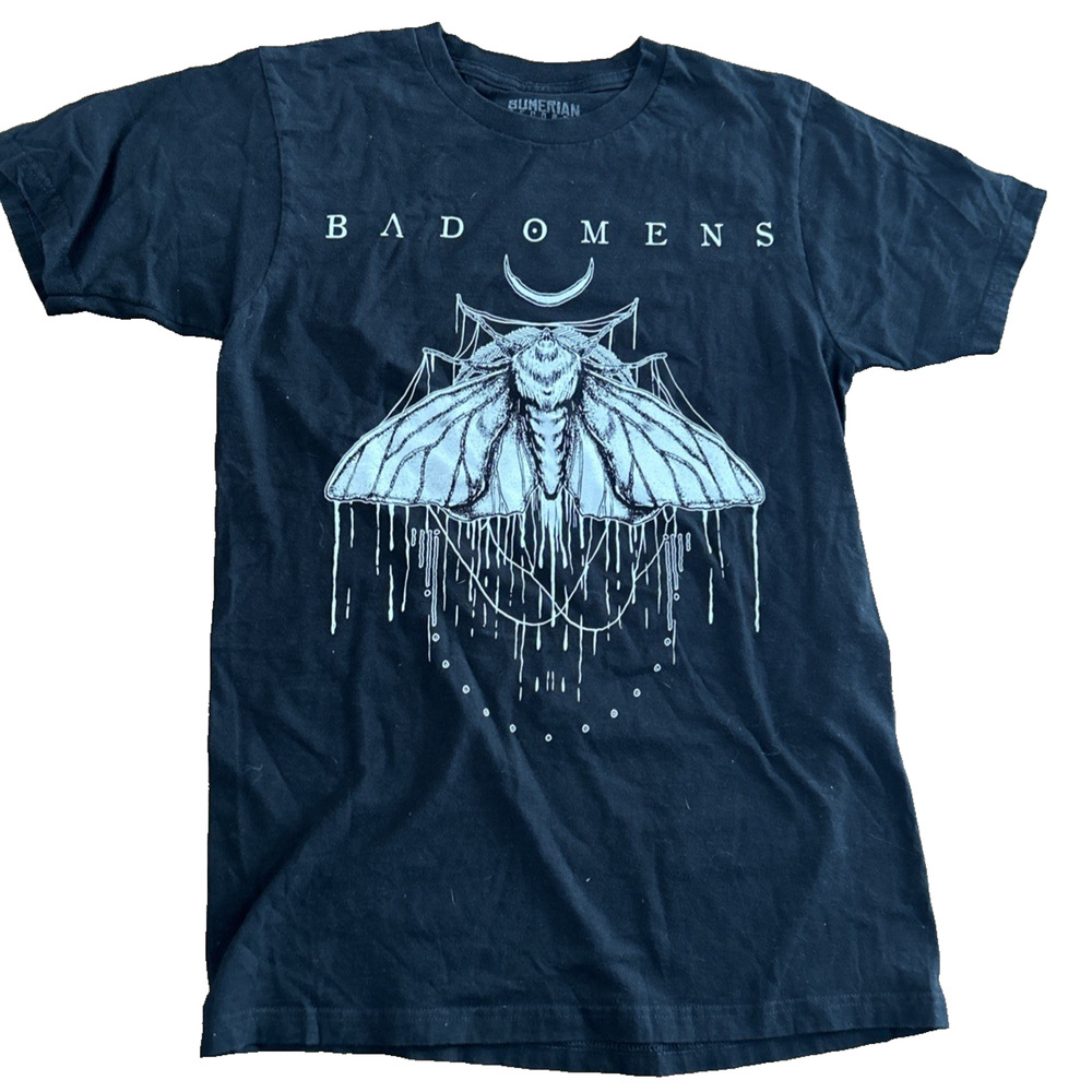 Bad Omens Metal Band Tee Moth Shirt Size Medium Black And White Goth